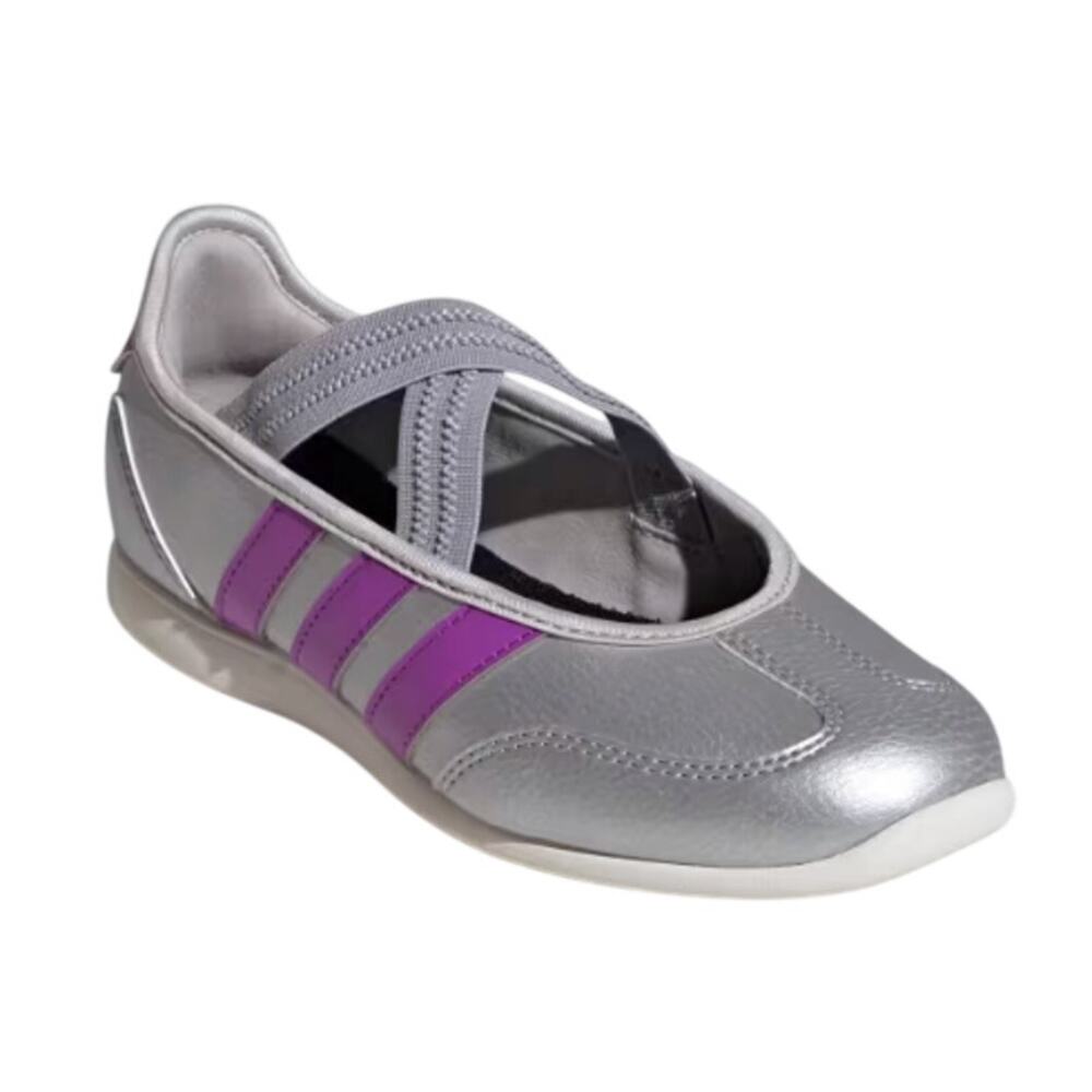 Adidas Girls Barreda Mary Jane Shoes in Silver/Purple, Size 4